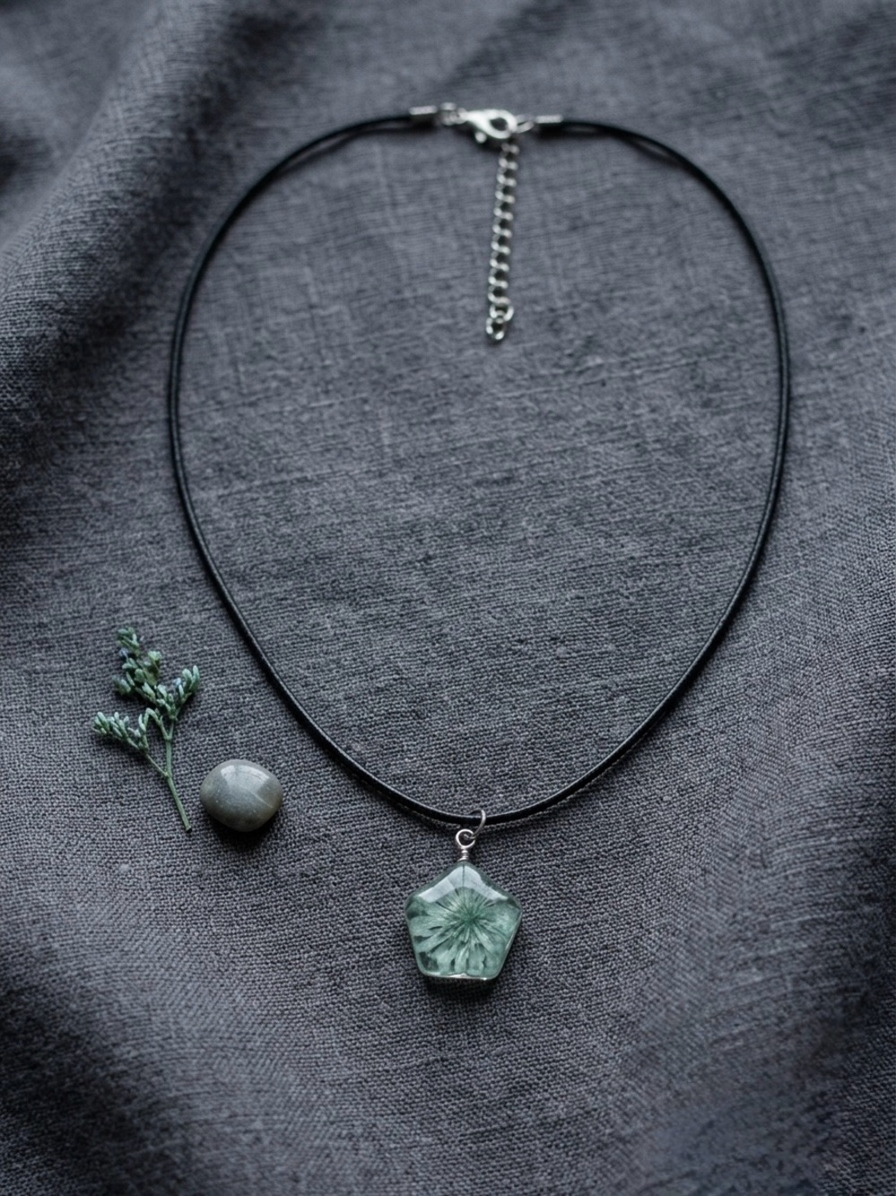 Green Crystal Hexagon Pendant Necklace - Women Jewelry